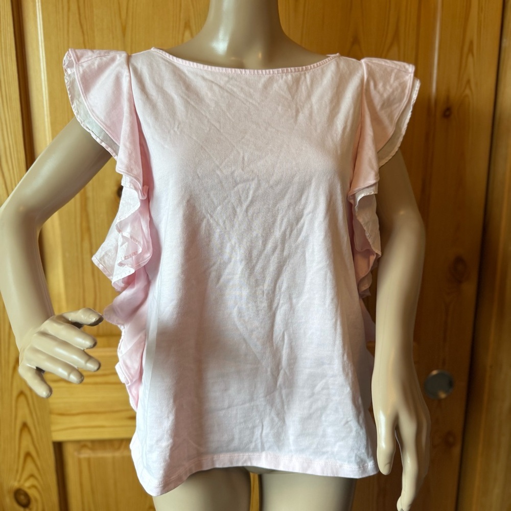 Lauren Ralph Lauren Ruffle Tank Top Sleeveless Blouse Pink Size L Feminine
